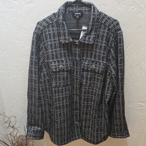 Torrid Monochrome Boucle Plaid Shirt Jacket